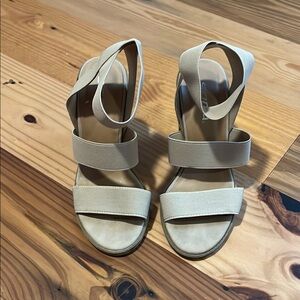 Soda Tan Heels with Crisscross Straps